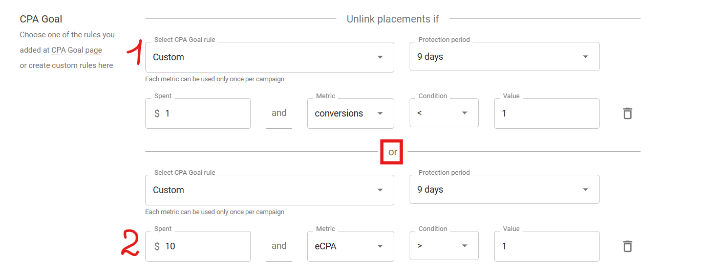 uma regra composta CPA Goal