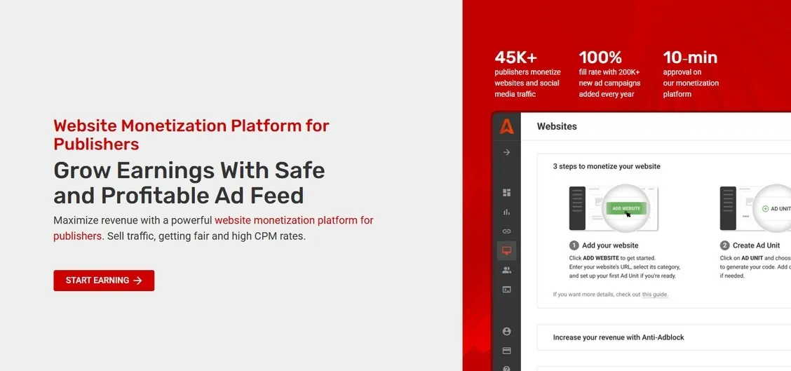 platform monetisasi website Adsterra untuk publisher