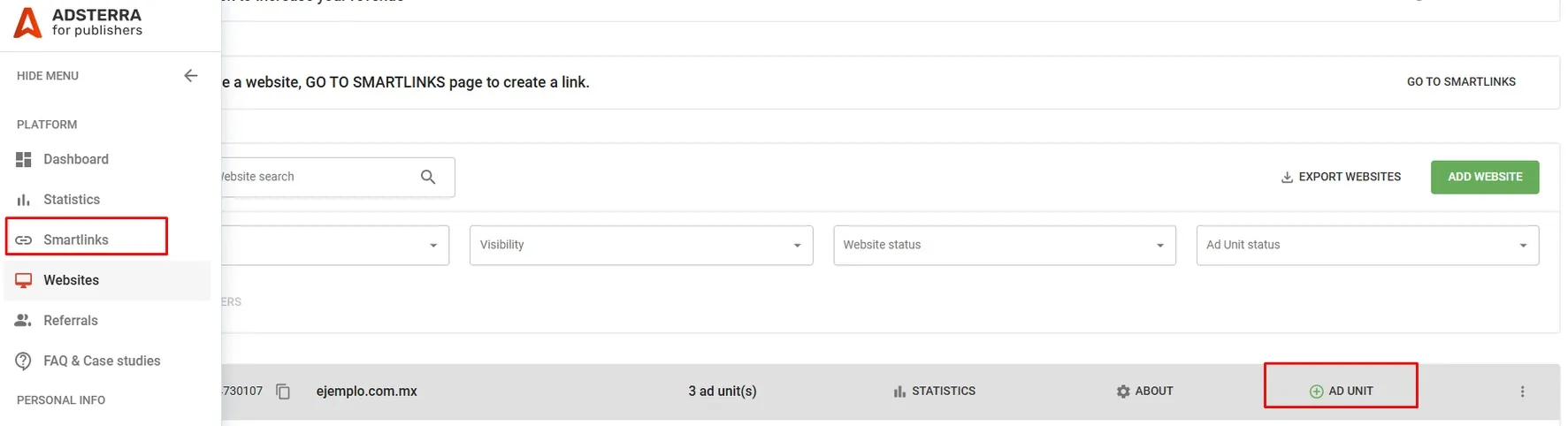 paso 2 obtener el codigo de smartlink de adsterra como ganar dinero con una app en play store
