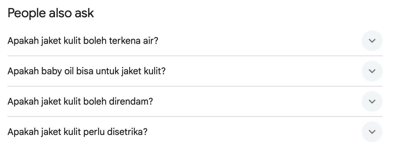 kotak people also ask di google untuk pencarian cara membersihkan jaket kulit
